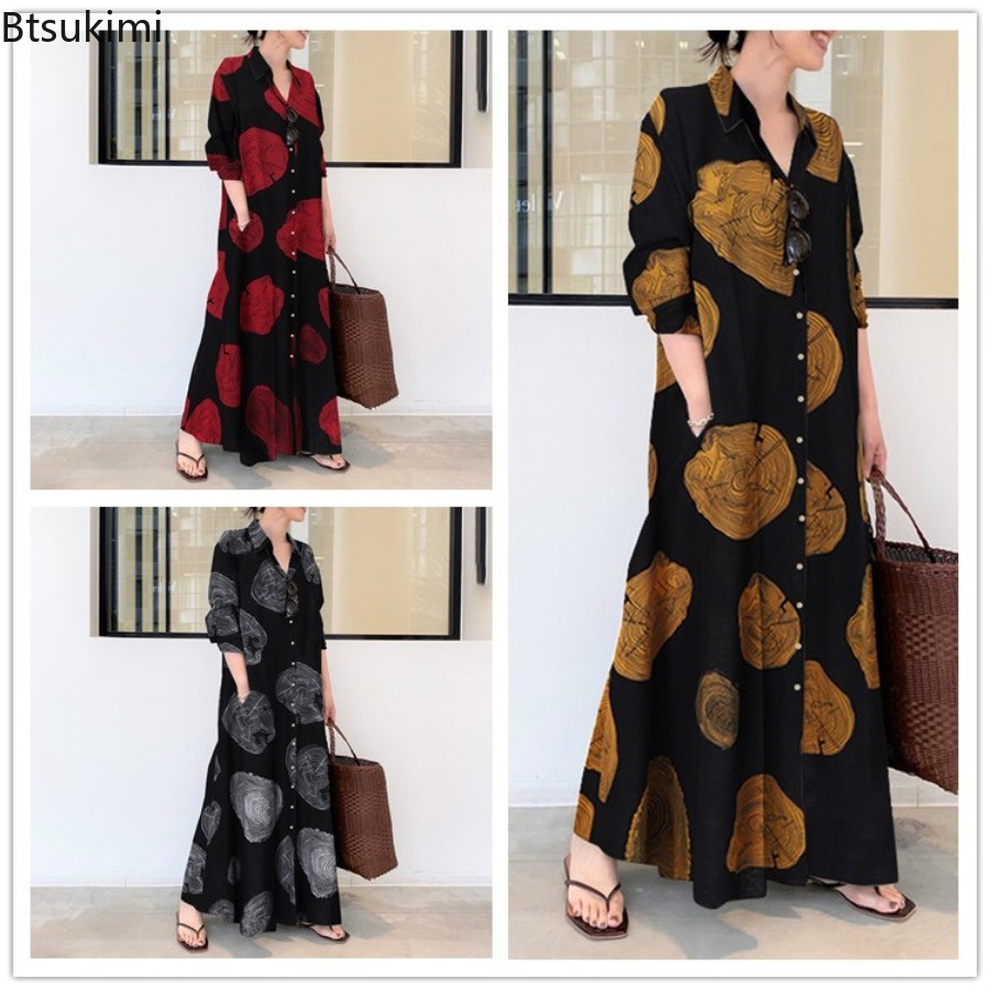 เดรสเชิ้ตผู้หญิงปี 2026 ทรงหลว - Casual Loose Linen Shirt Dress บทวิจารณ์และราคา