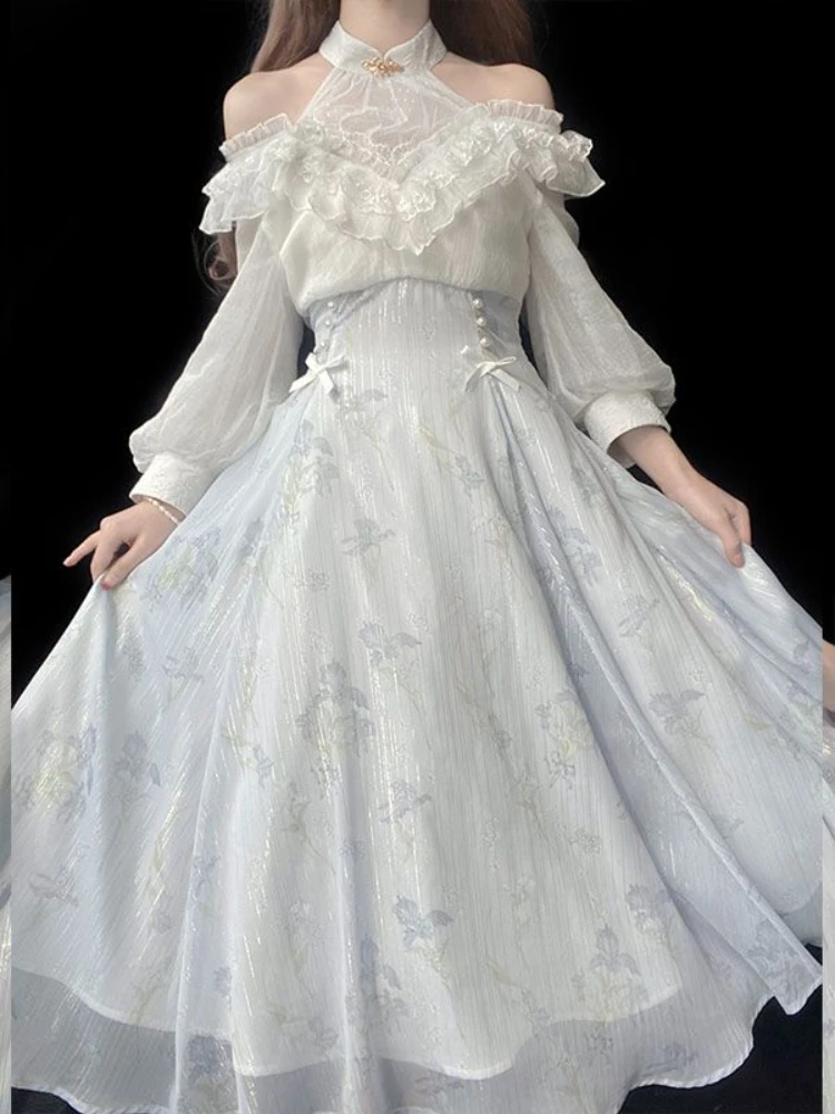 ชุดเดรสลายดอกไม้สไตล์โลลิต้าแบ - French Vintage Floral Midi Dress บทวิจารณ์และราคา