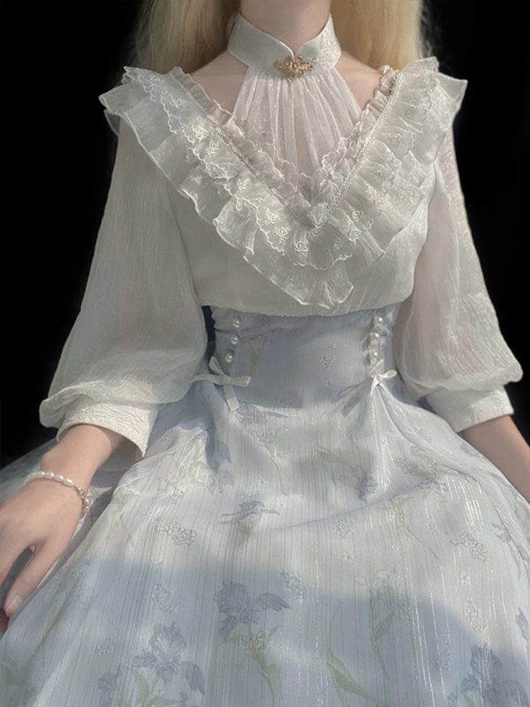 ชุดเดรสลายดอกไม้สไตล์โลลิต้าแบ - French Vintage Floral Midi Dress บทวิจารณ์และราคา