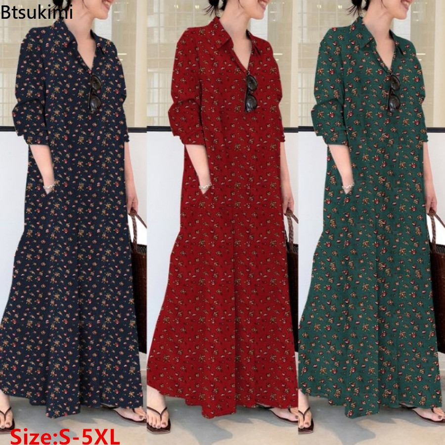 เดรสเชิ้ตพิมพ์ลายยาวสำหรับผู้ห - Casual Loose Linen Shirt Dress บทวิจารณ์และราคา