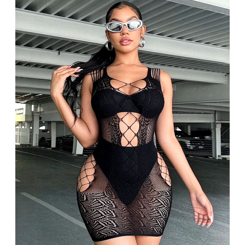 ชุดนอนเซ็กซี่สำหรับผู้หญิง ชุด - Sexy Mesh Sheer Bodycon Dress บทวิจารณ์และราคา