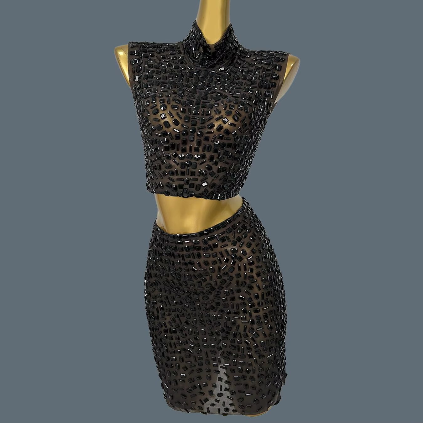 ชุดเดรสประดับเพชรสีดำระยิบระยั - Sparkly Rhinestone Club Party Dress บทวิจารณ์และราคา