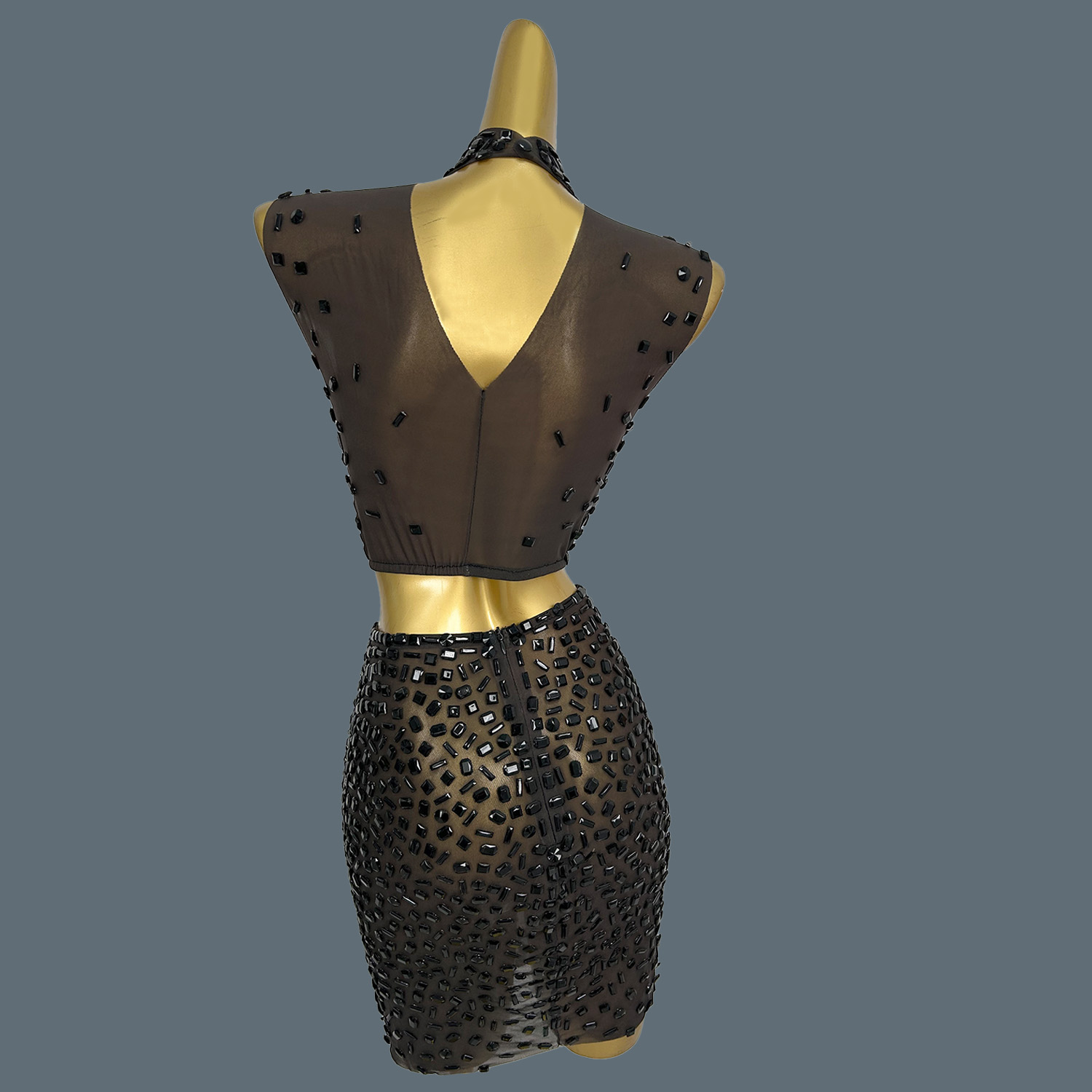 ชุดเดรสประดับเพชรสีดำระยิบระยั - Sparkly Rhinestone Club Party Dress บทวิจารณ์และราคา